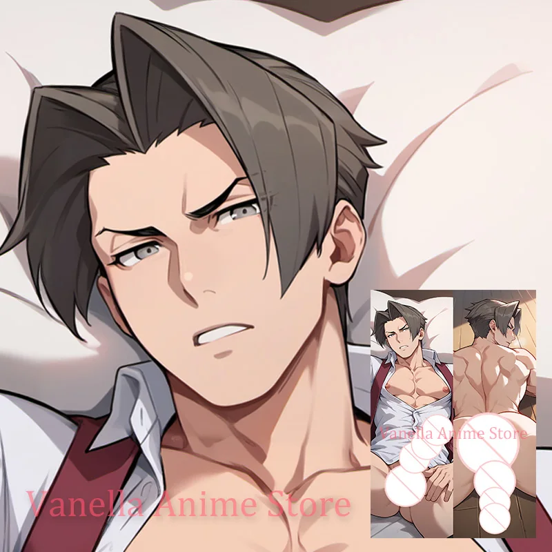 Dakimakura Miles Edgeworth Attorney Anime Double Sided Print Body Pillow Cover Life Size Pillowcase