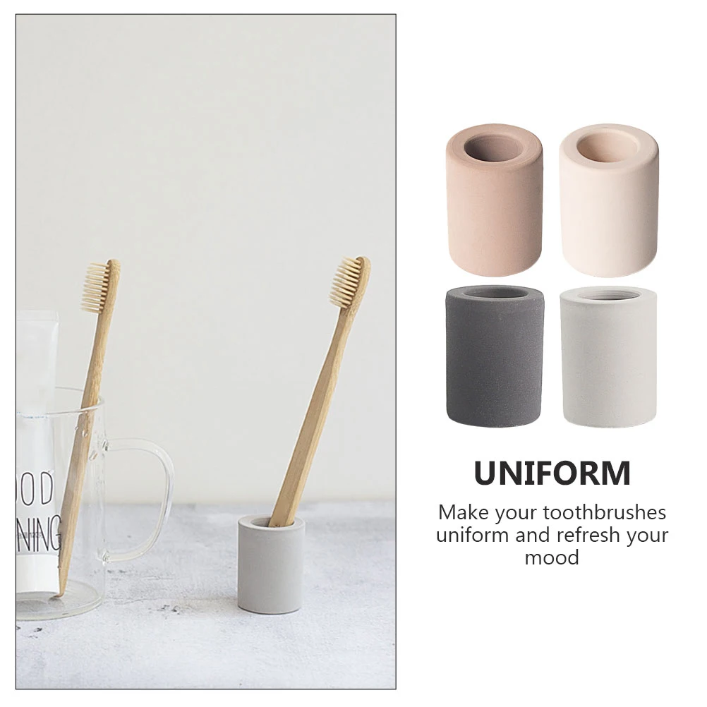 

4pcs Diatomite Toothbrush Holder Hygroscopic Storage Base Sturdy Smooth Surface Easy Clean Compact Upright Drying