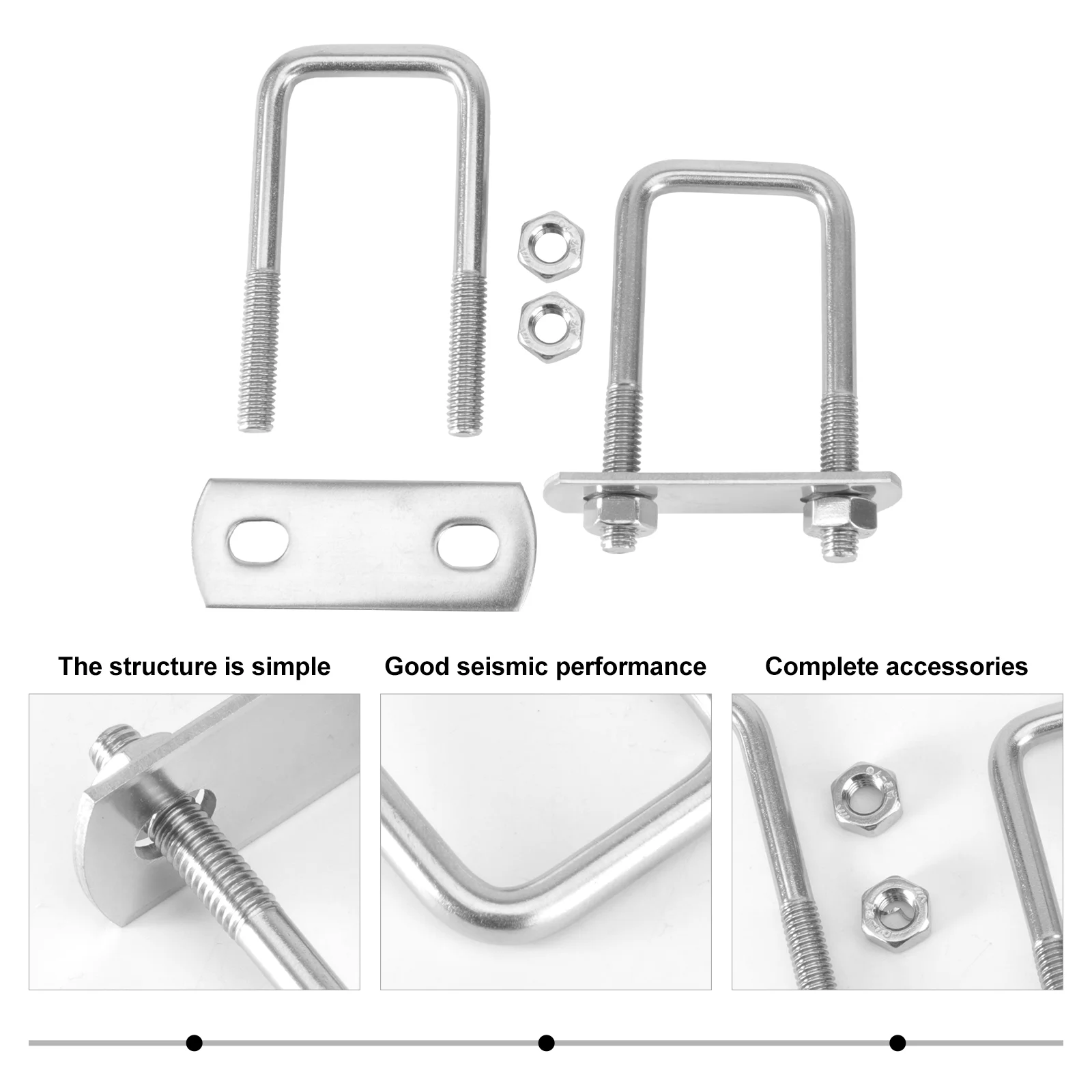 2 Pcs Square Extended Bolts Stainless Steel Screw Damper Right-angle with Washers Nuts