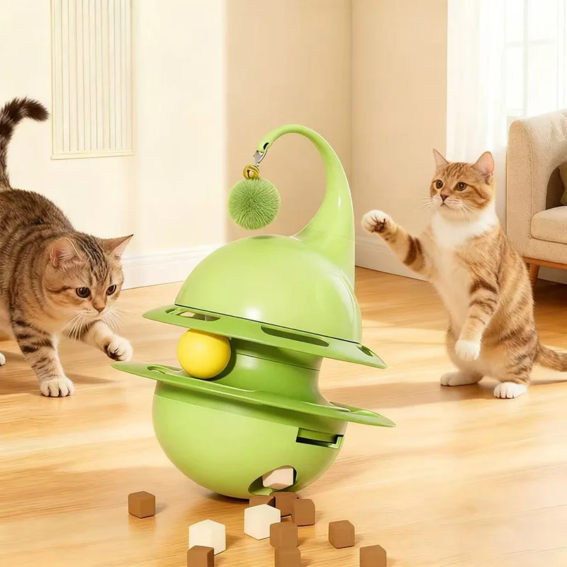 

Fun Durable Spinning Cat Toy 360-degree Rotation Removable Track Ball Leakage Food Design Cat Interactive Toy Kitten Accessories