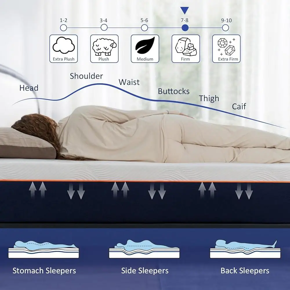Colchón Queen de 12 pulgadas, cama firme de espuma viscoelástica en una caja, transpirable, alivio de presión, sin fibra de vidrio, certificado, comodidad certificada de EE. UU.