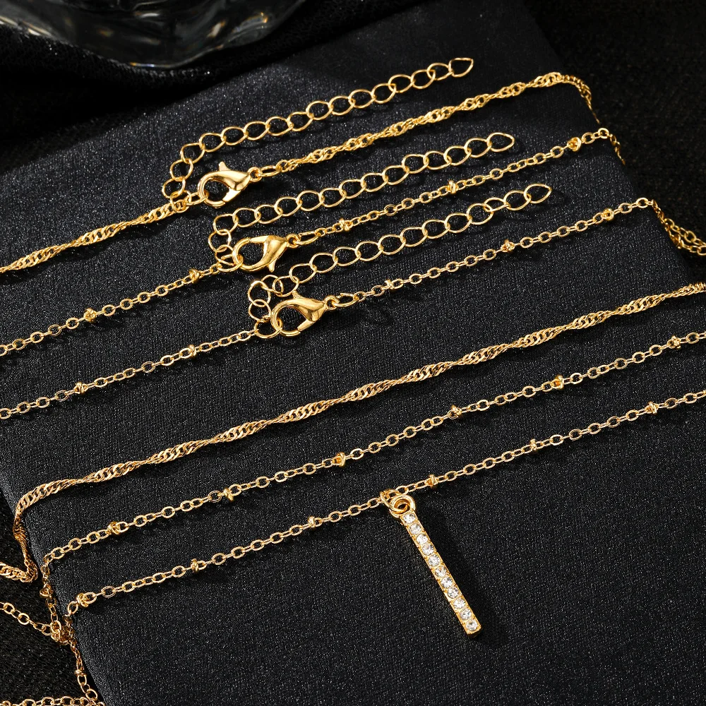 Collier minimaliste bohème multicouche pour femme, pendentif rectangulaire, collier à maillons vintage, bijoux fantaisie, cadeau de fête