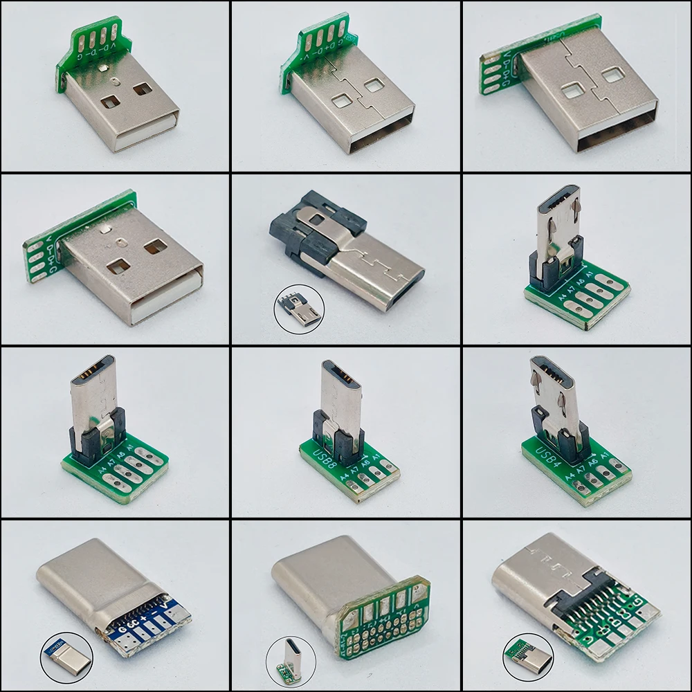 5 Stück USB 2.0 Micro-USB Typ-C Adapter Oben Unten Links Rechts Gerader Kopf DIY Benutzerdefinierter L-förmiger Winkel 90 Grad Schnittstelle Stecker Buchse – Detail 1