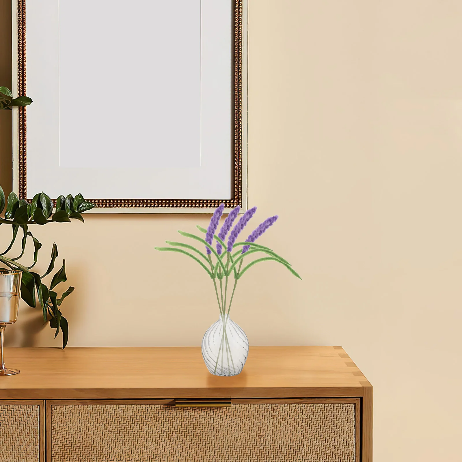 

10Pcs Lavender Faux Flowers Purple Pipe Cleaner Stems Artificial Simulation Flower Bundle Wedding Party Decor Centerpiece