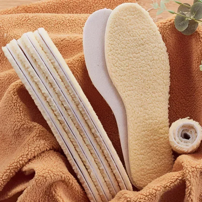 Natural Lamb Fleece Insoles Men Women Winter Keep Warm Insole Soft Wool Thicken Shoepad Cashmere Shoes Insert Thermal Shoe Pads