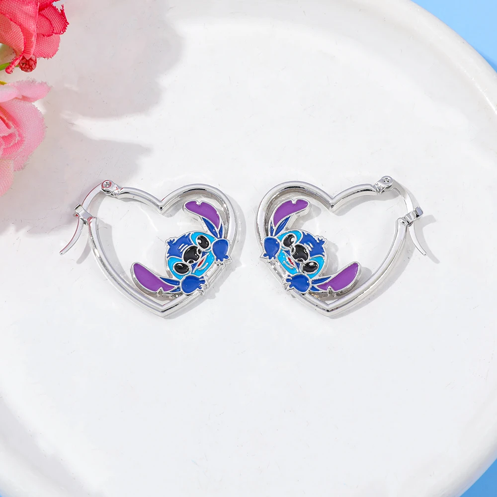 1 زوج ديزني الكرتون بين النجوم الطفل Kawaii غرزة لفتاة أقراط مزاجه بسيط Ins لطيف ياردروب هدايا الحفلات