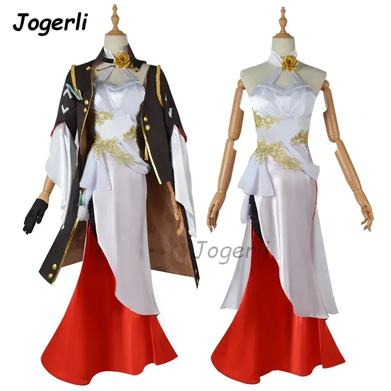 

Jogerli Game Star Rail Himeko костюмы для косплея Honkai наряды для ролевых игр парик аниме ткань красное платье аксессуар