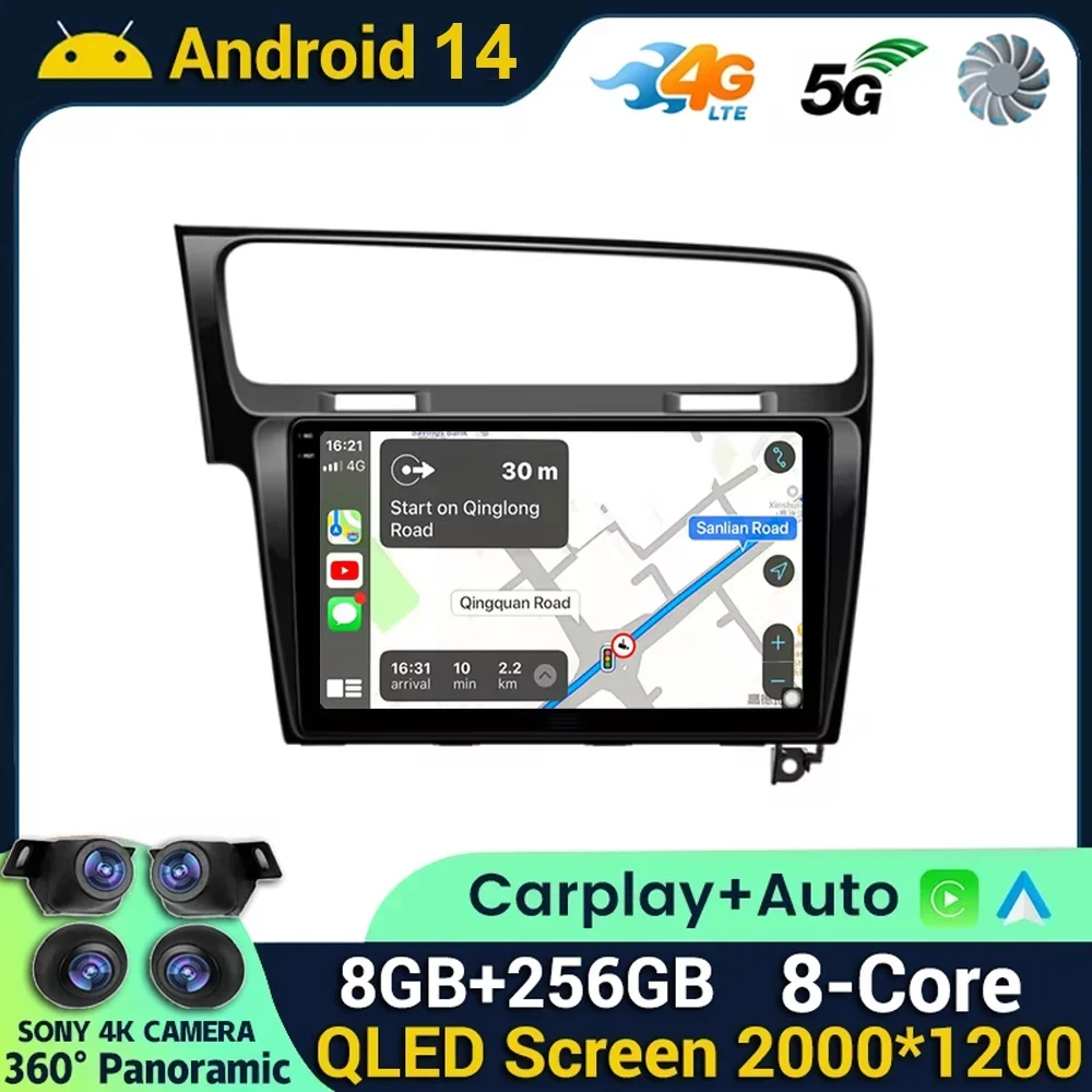 

10" Android 14 Wireless CarPlay Android Auto Car Radio for VW Golf 7 2011 - 2021 Car Multimedia GPS Autoradio AI Voice Head Unit