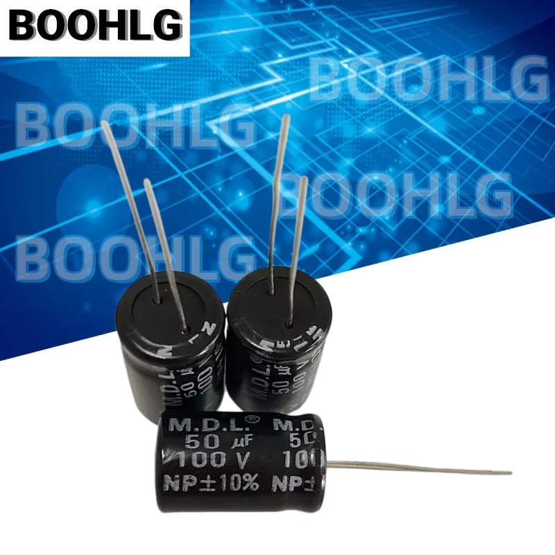 10PCS Audio Divider 50uf 100V Vertical NP Poleless Electrolytic Capacitor 100v 50uf 13X20mm