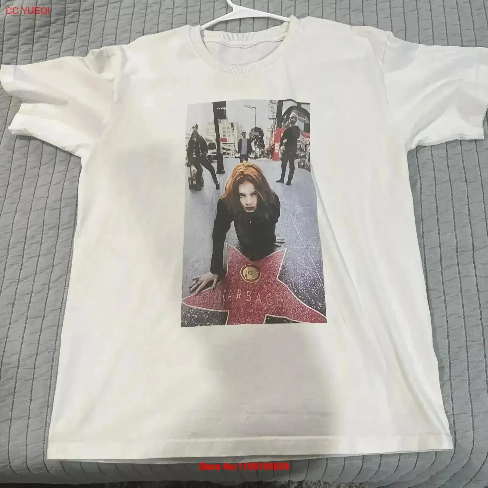 تي شيرت Garbage Vintage Shirley Manson 1996 Band Tour FL0378 مغسول متعدد الاستخدامات جرافيك أنيق مريح عتيق مغسول