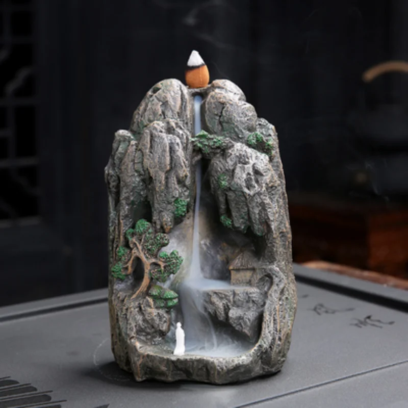 

Waterfall Incense Backflow Burner Holder Zen Garden Creative Incense Burner Adornos De Sala Elegante High Dragon Decor Home