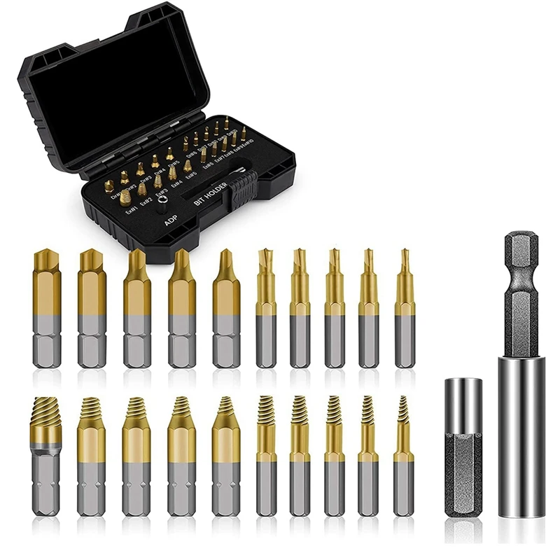 22Pcs Titanium Damaged Screw Extractor Set - Stocking Stuffers For Men Adults,Remover For Stripped Screws Nuts Easy To Use