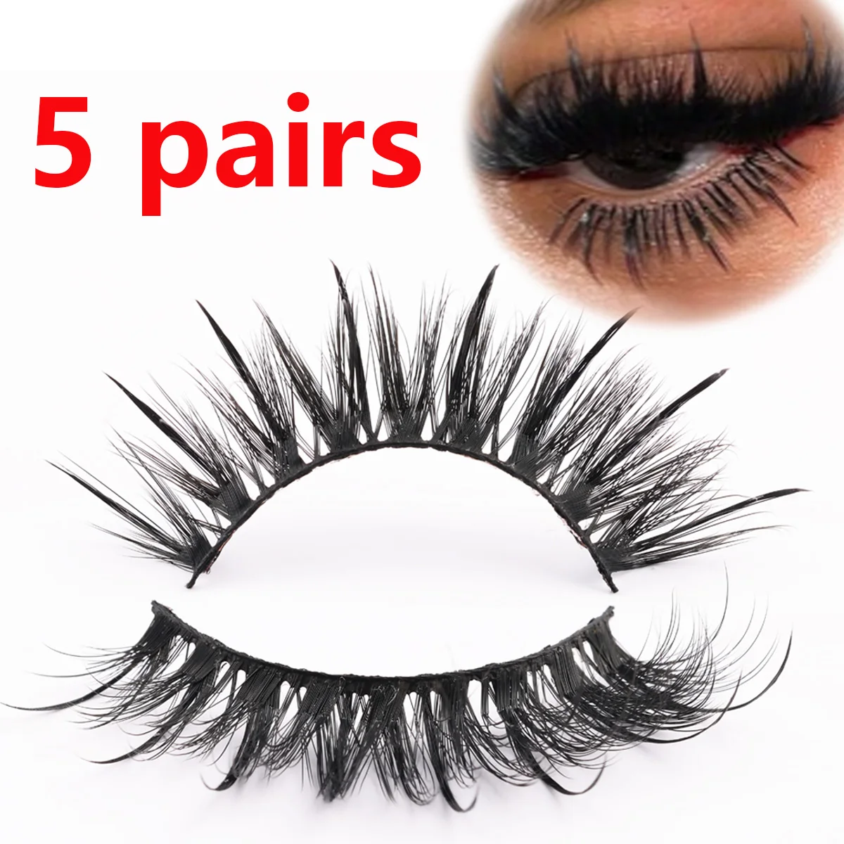 Neue 5 Paar Spike-Wimpern, künstliche Nerzfell-Wimpern, hochwertige Wimpern, pralle und flauschige, gestreifte Wimpern, Lieferant.