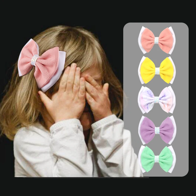 

10pcs/lot Fashion Double Color Girls' Bow with Clip/No Clip Hair Clip Fashion Y2K Style Women's DIY Hair Accessories