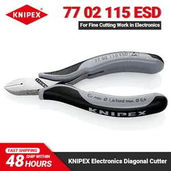 KNIPEX 77 02 115 ESD Electronics Diagonal Cutters with Box Joint Precision Wire Cutter with Electrically Discharging Handles