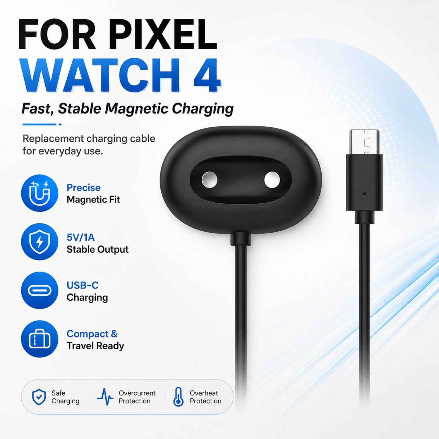 

Magnetic Charger For Google Pixel Watch 4 Fast Charging Cable USB/Type C Smart Watch Charging Dock