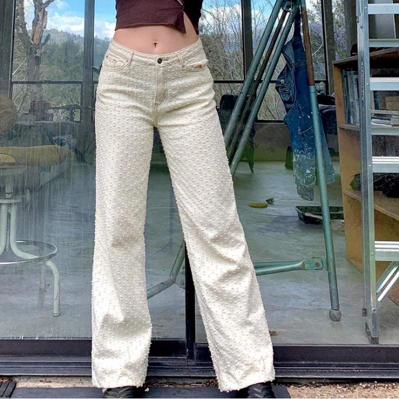 Women Summer Distressed Egirl Harajuku Wide Leg Classic Pants Trousers Vintage Y2k Female Jeans Ripped Baggy Boyfriend Jeans Pop