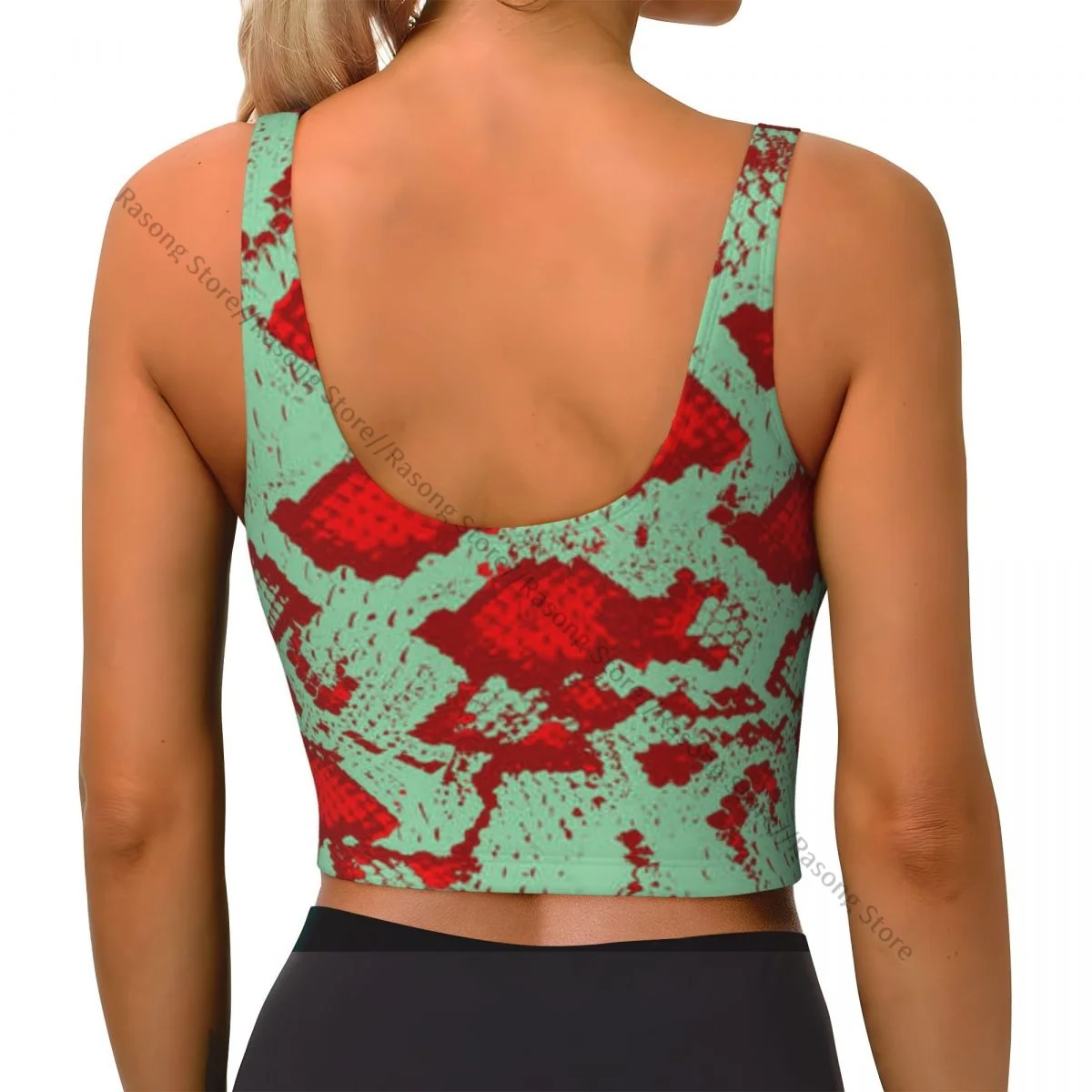 Yoga Vest Women Gym Sports Crop Tops Snake Skin Scales Streetwear Workout Breathable Tank Top Female