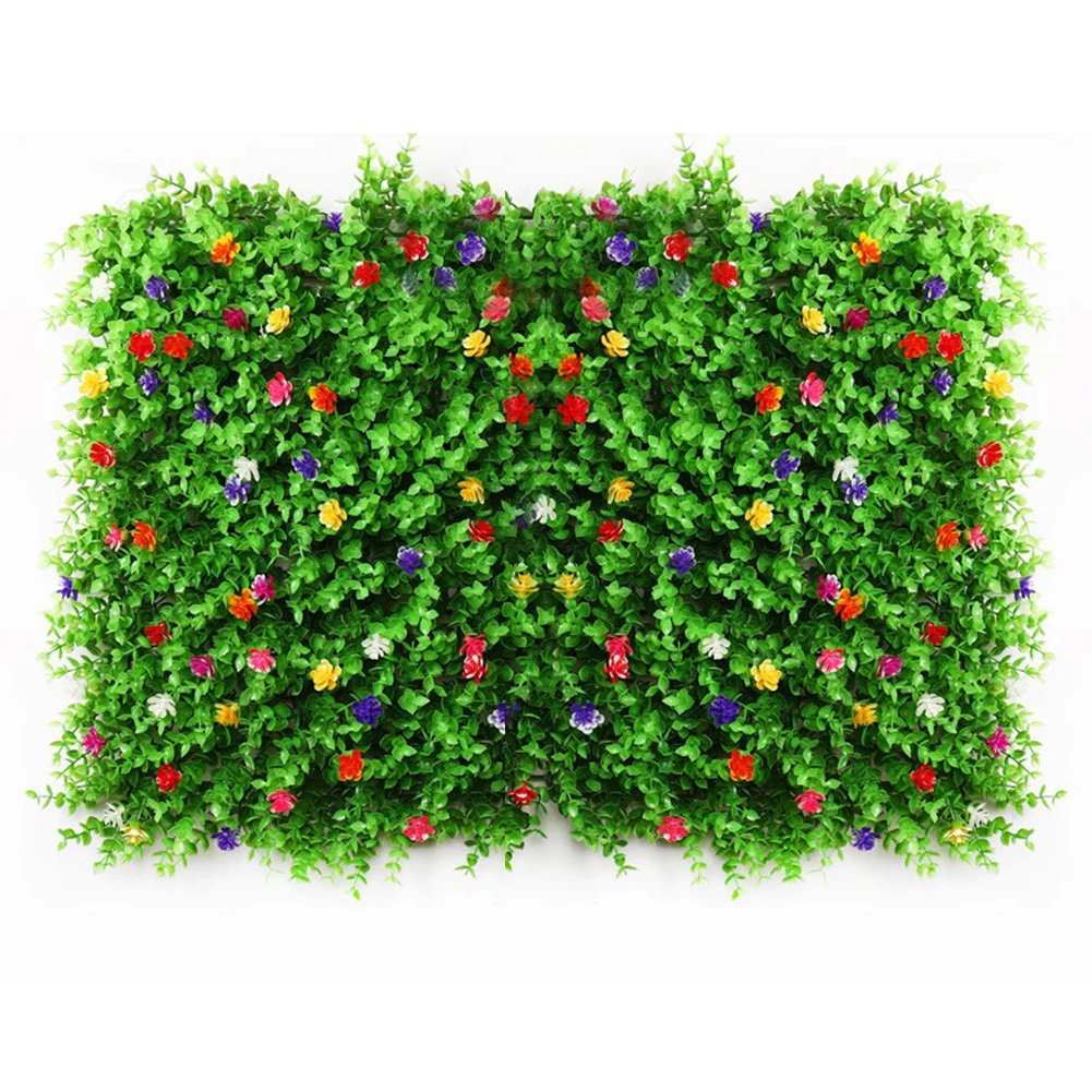 40*60CM Artificial Plant Hedge with with Flowers Privacy Fence Screen UV Protected for Outdoor Garde