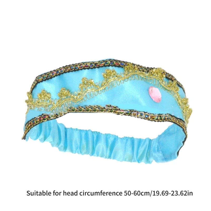 Jasmine Headband for Halloween Party Cosplay Blue Princess Costume Dress Up Classical Arabian Princess Costume