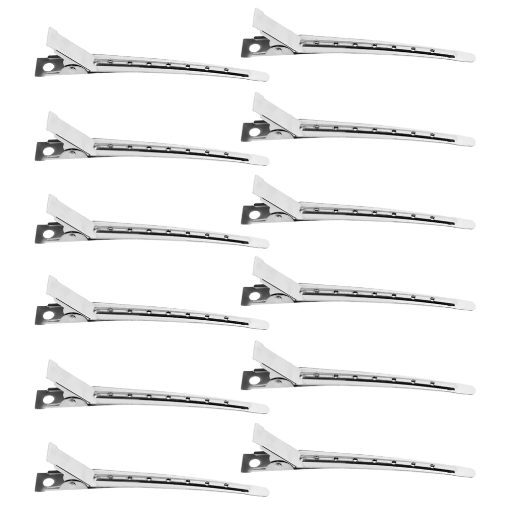 12Pcs Hair Clips Barrettes Stainless Hairdressing Sectioning Clamps Hairpins