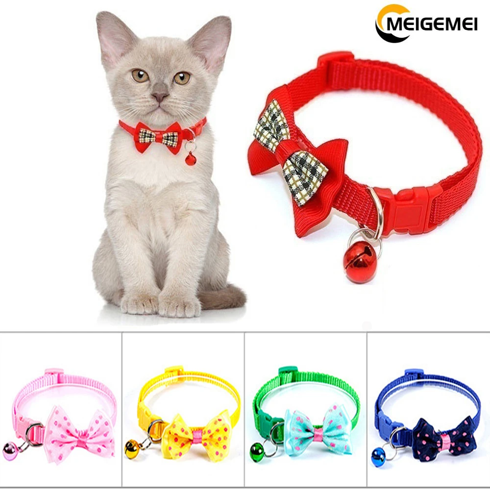 2pcs/Pack Adjustable Dog Cat Bow Tie Safety Buckle Collar Nylon Necklace For Puppy Kitty Festive Party Pet Supplies