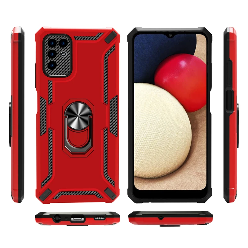 2 In 1 Shockproof Anti-drop Phone Case PC + TPU Armor Protective Cover With Magnetic Finger Ring For ZTE Blade V30 Vita