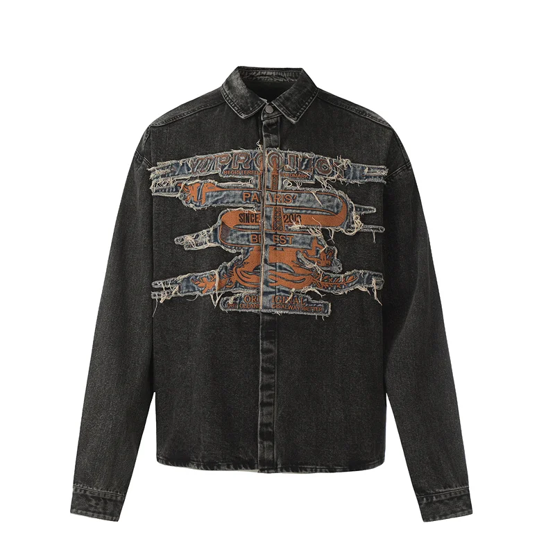 

Loose Casual Best Quality Man Woman Y/Project Cowboy Jacket Fall Winter Patch Embroidery Streetwear Vintage Washed Black Coat