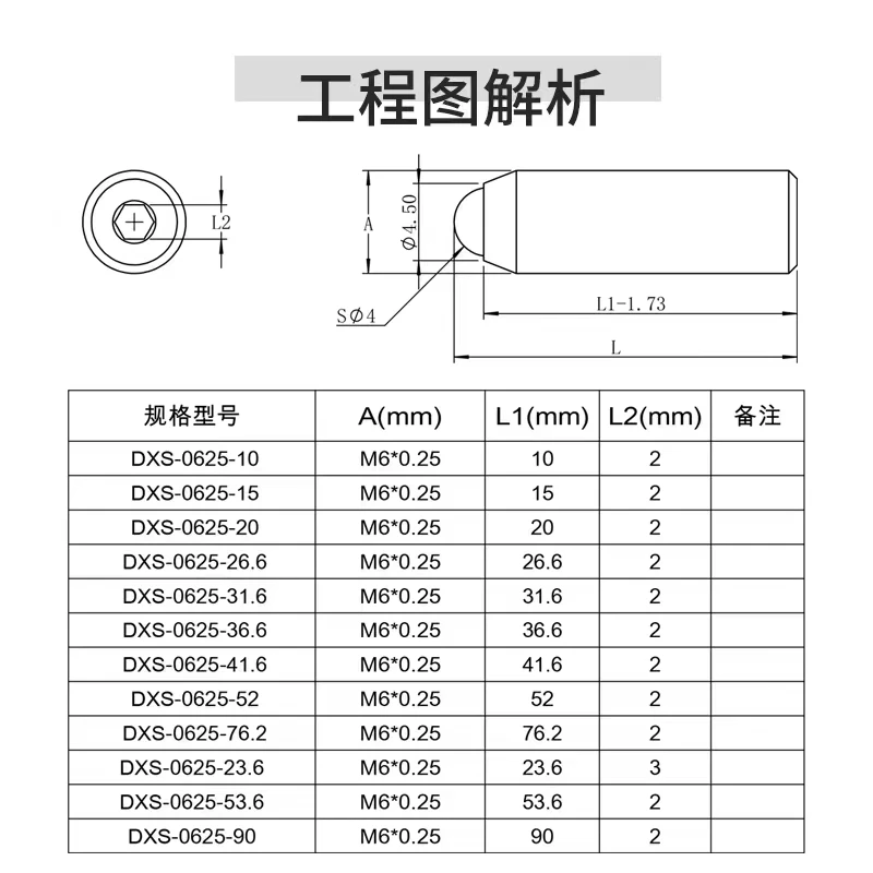 M6x0.25 Precision Fine Thread Stainless Steel Screws Adjustment Screws Optical Fine Adjustment Screws Sub Screws Screw Accessory