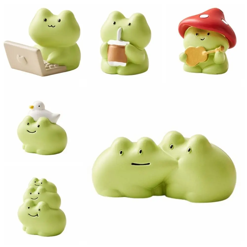 Handmad Frog Resin Figurine Statue Crafts Anime Frog Desktop Decoration DIY Decorative Collectible Mini Frog Model Toy