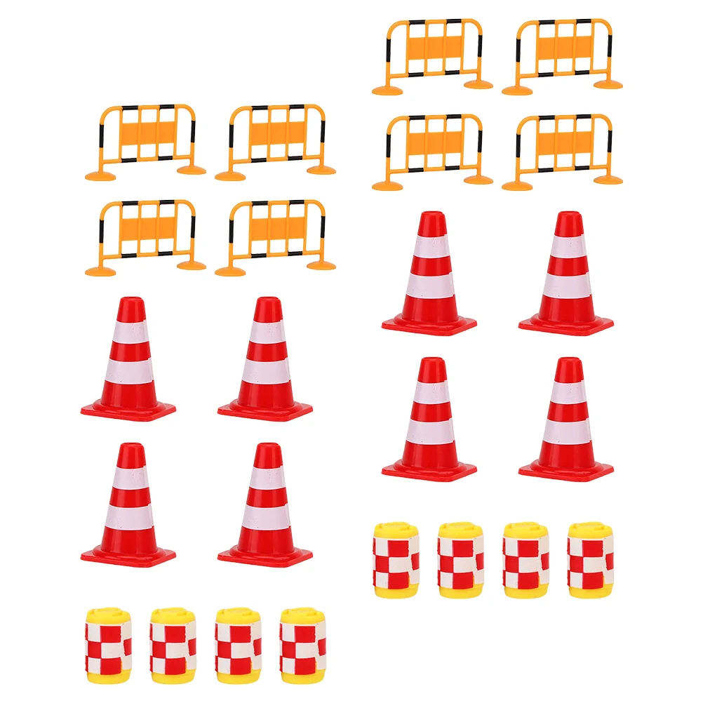 24 Pcs Traffic Road Sign Barricade Street Warning Signs Toy Simulation Toys Roadblocks Mini Child