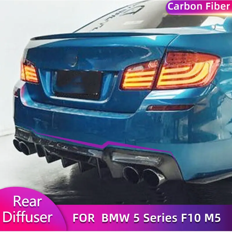 Carbon Fiber Car Rear Diffuser Bumper Lip Spoiler For BMW 5 Series F10 M5 2011-2017 Auto Rear Diffuser Lip Apron Guard