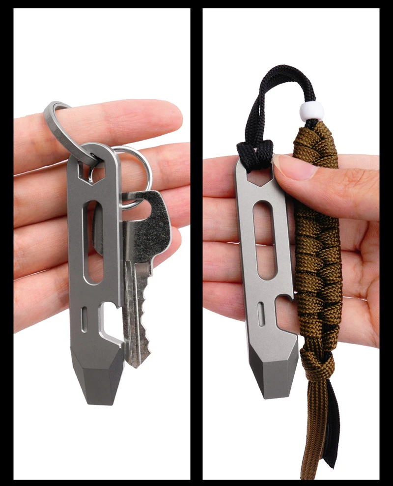 8CM CNC TC4 Lega di titanio Piede di porco Apribottiglie scala graduata Chiave esagonale EDC Attrezzi da esterno Multifunzione Attrezzatura da campeggio