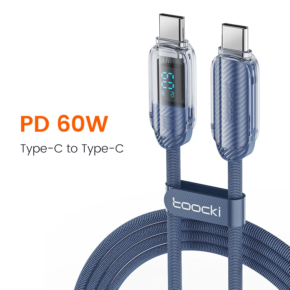 Toocki 100 W USB C auf USB C Display Kabel PD Schnellladung Transparent Typ C auf Typ C Kabel für MacBook Xiaomi Samsung Poco Realm