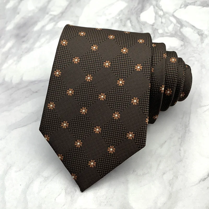 Tie men's formal attire, business fashion style, autumn and winter dark elements, elegant and trendy, coffee brown style, wide e