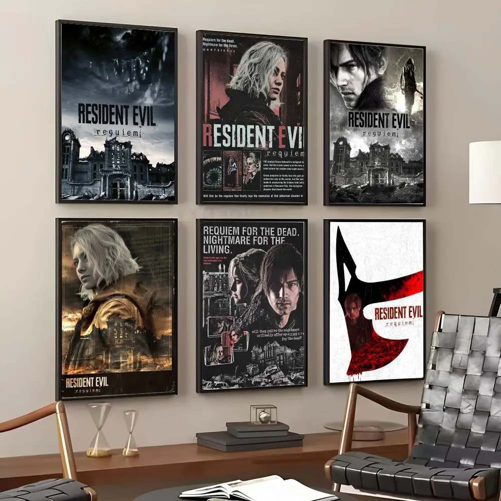 R-Resident Evil Requiem Painting Calligraphy Cotton Canvas Wall Art Poster High Quality Decor for Living Room Home Decor