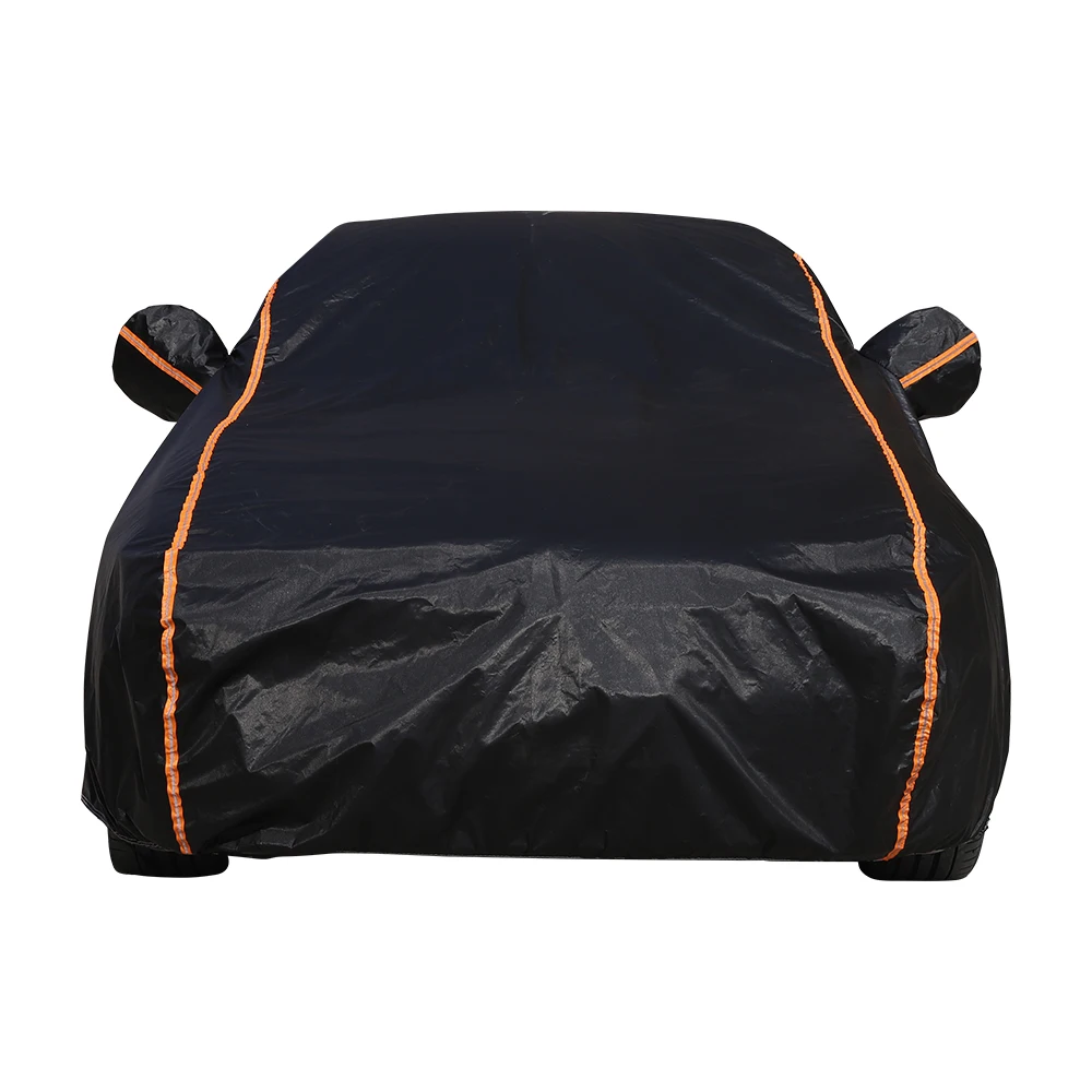 

Car Cover Waterproof All Weather Upgraded UV Protective Vehicle Cover Spunlace Nonwoven Black and Orange