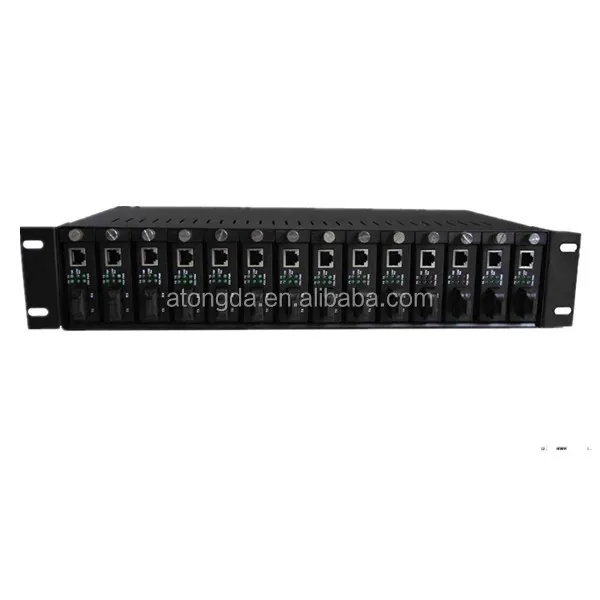 19 inch 2U Fiber Media Converter Chassis Rack 14 slots met plug-in optische transceivers voor FTTH-gebruik