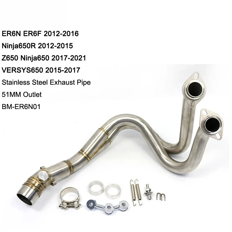 

For Kawasaki ER6N ER6F Ninja650R Z650 Ninja650 VERSYS650 Titanium Alloy Exhaust Pipe 2012 - 2021 Moto Bike Exhaust System Racing