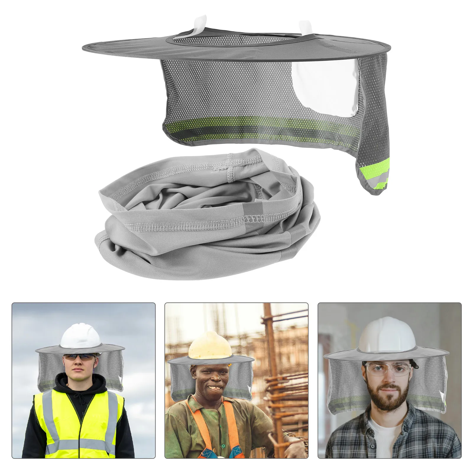 

1Set Hard Hat Sun Shade Full Brim Neck Shield with Breathable Mesh Curtain Uv Protection for Construction Outdoor Work Safety
