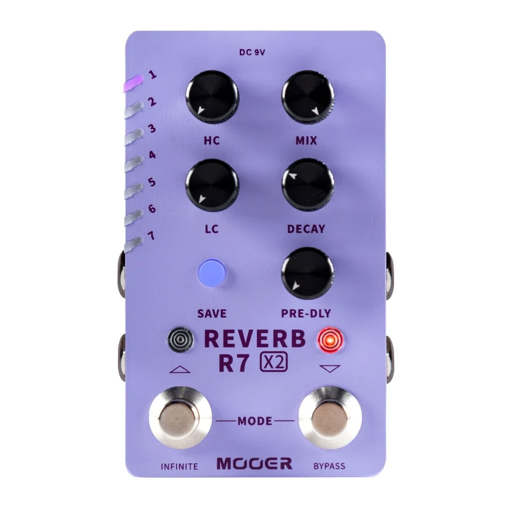 

Mooer R7 Reverb X2 Pedal 14 Stereo Reverb Effects Atmosphere/Spring/Hall/Room with Infinite Function Rever Guitar Pedal