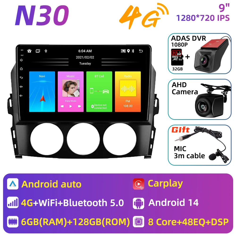 Auto radio voor Mazda MX-5 Miata NC 2005 - 2015 Auto multimediaspeler Android Carplay Auto GPS Navigatie Head Unit Stereo 2 Din