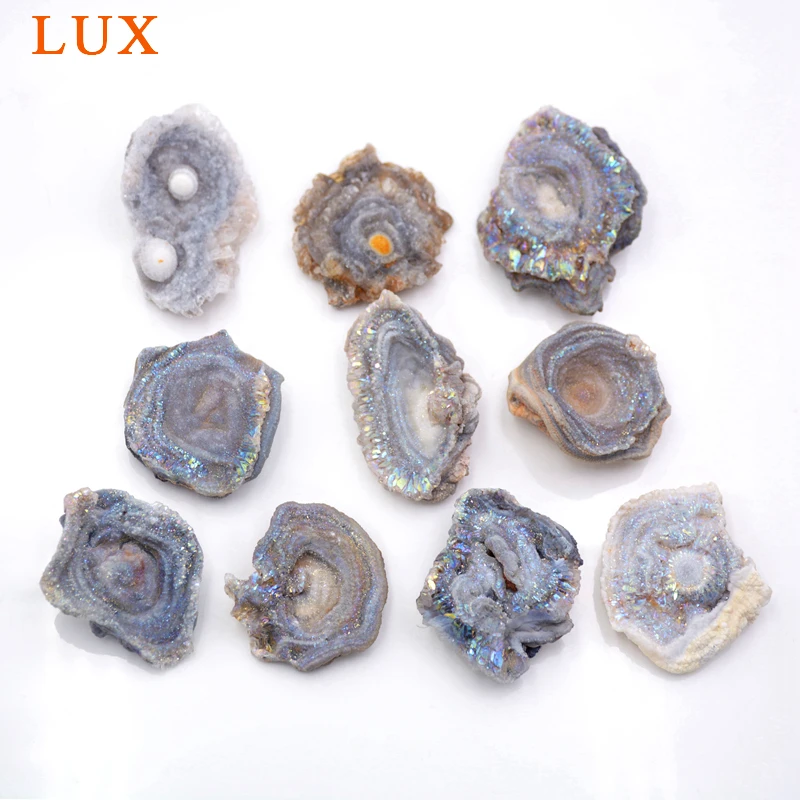 Galaxy Druzy Stone Titanium Chalcedony Druzy Slab 25-30mm Amazing Free Form Sun Agates Drusy X090
