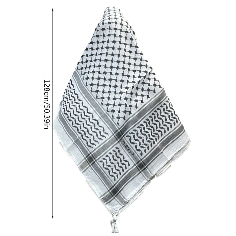 이슬람교 아랍 스카프 Shemagh 머리 스카프 민족 아라비안 Neckerchief 통기성 Keffiyeh Headwrap Hijab 스카프 Headcovering DXAA