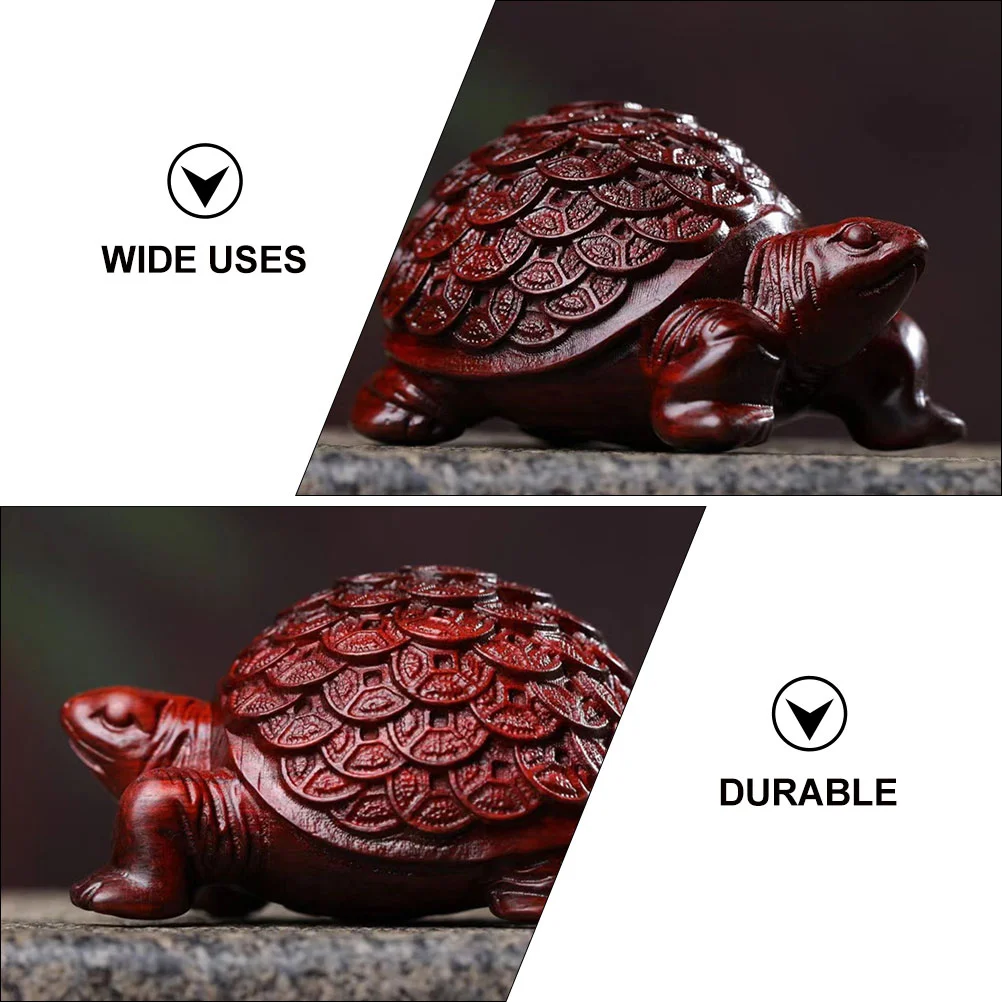 Wood Carving Turtle Ornament Figure Mini Figurine Household Accessories Wooden Statue Decor