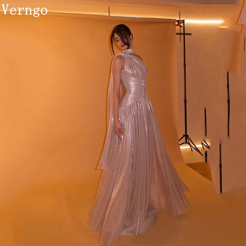 Verngo Shiny Prom Gown One Shoulder A Line Long Formal Occasion Dresses Women Sequined Tight Prom Party Gowns Customized