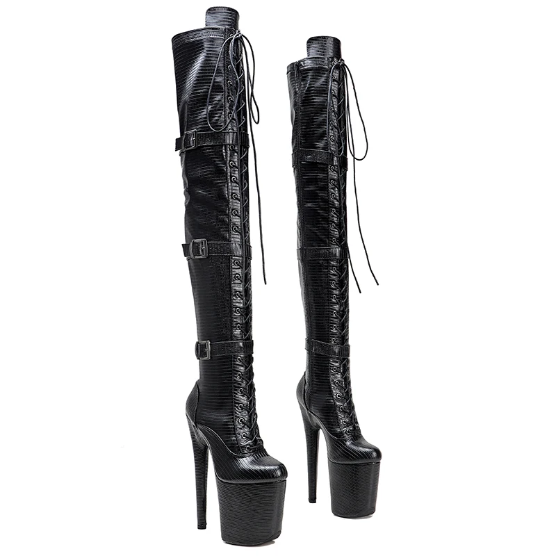 

Leecabe 20CM/8Inch PU upper Platform disco party High Heels Shoes platform boot Pole Dance boot thigh high boots 5B