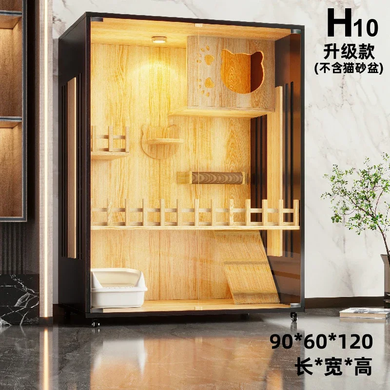 

Light luxury cat house, house, villa, solid wood, simple and oversized household cat house, cage, indoor luxury