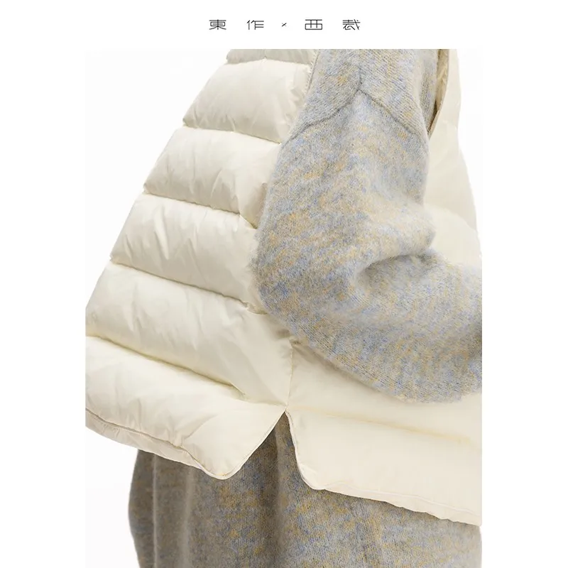 ملابس داخلية نسائية سترة دافئة ~ 90% بطة أسفل، يمكن ارتداؤها في الخارج، سترة بدون أكمام بقصة ضيقة، طراز جديد لخريف وشتاء 2025 #5