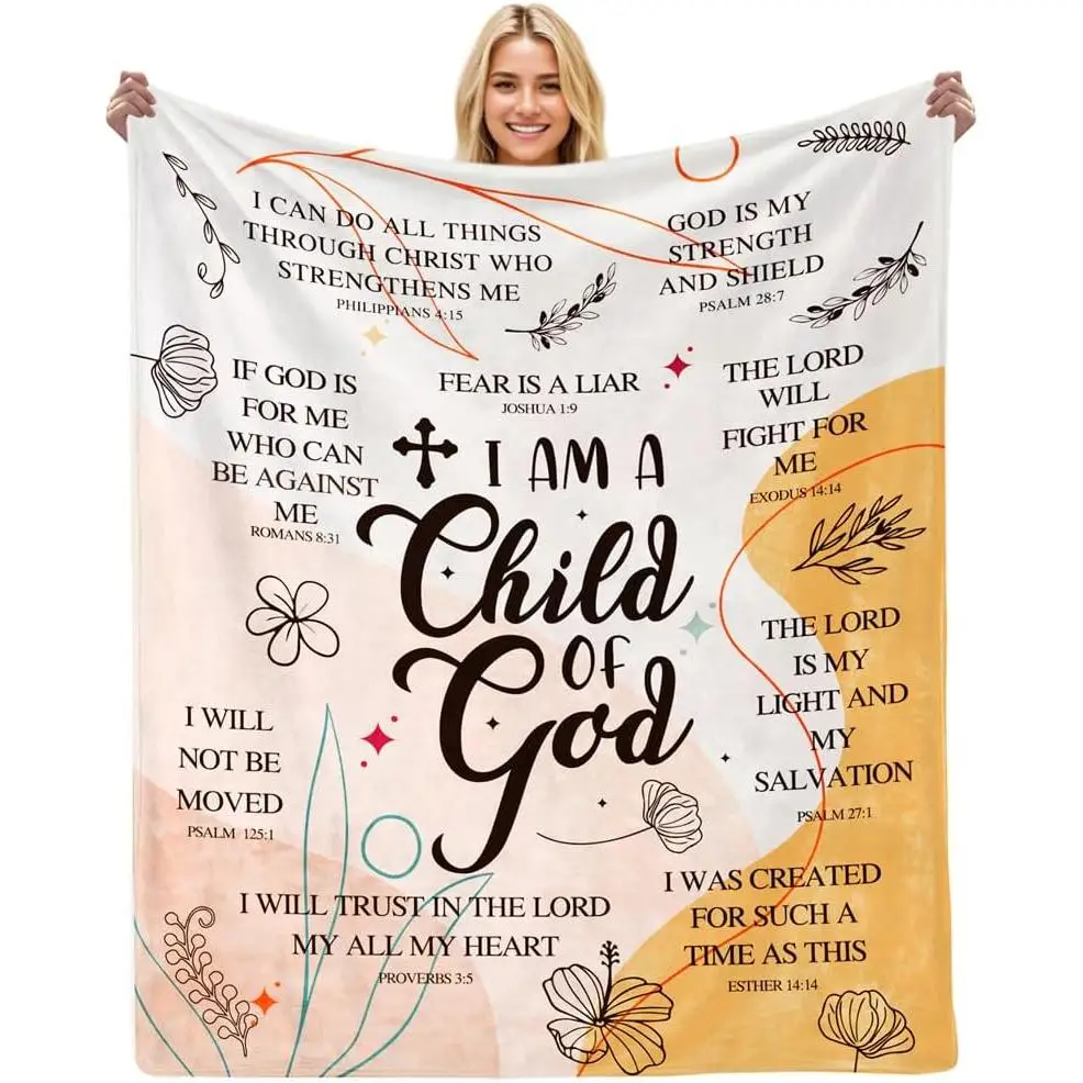 I Am A Child of God Christmas Faith Gift for Christian Women, Jesus Gift for Woman Bible Verse Throw and Blanket for Godmother